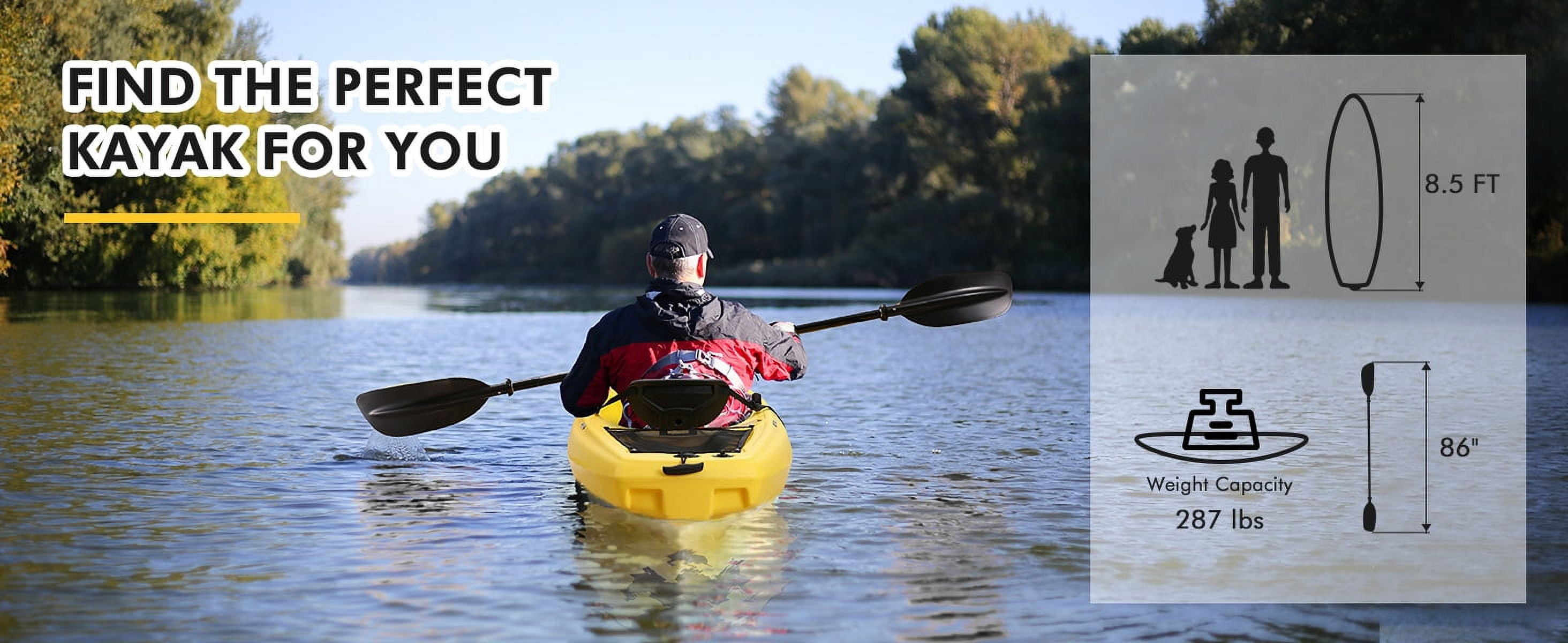Single person sit-in kayak for fishing, 8.5ft