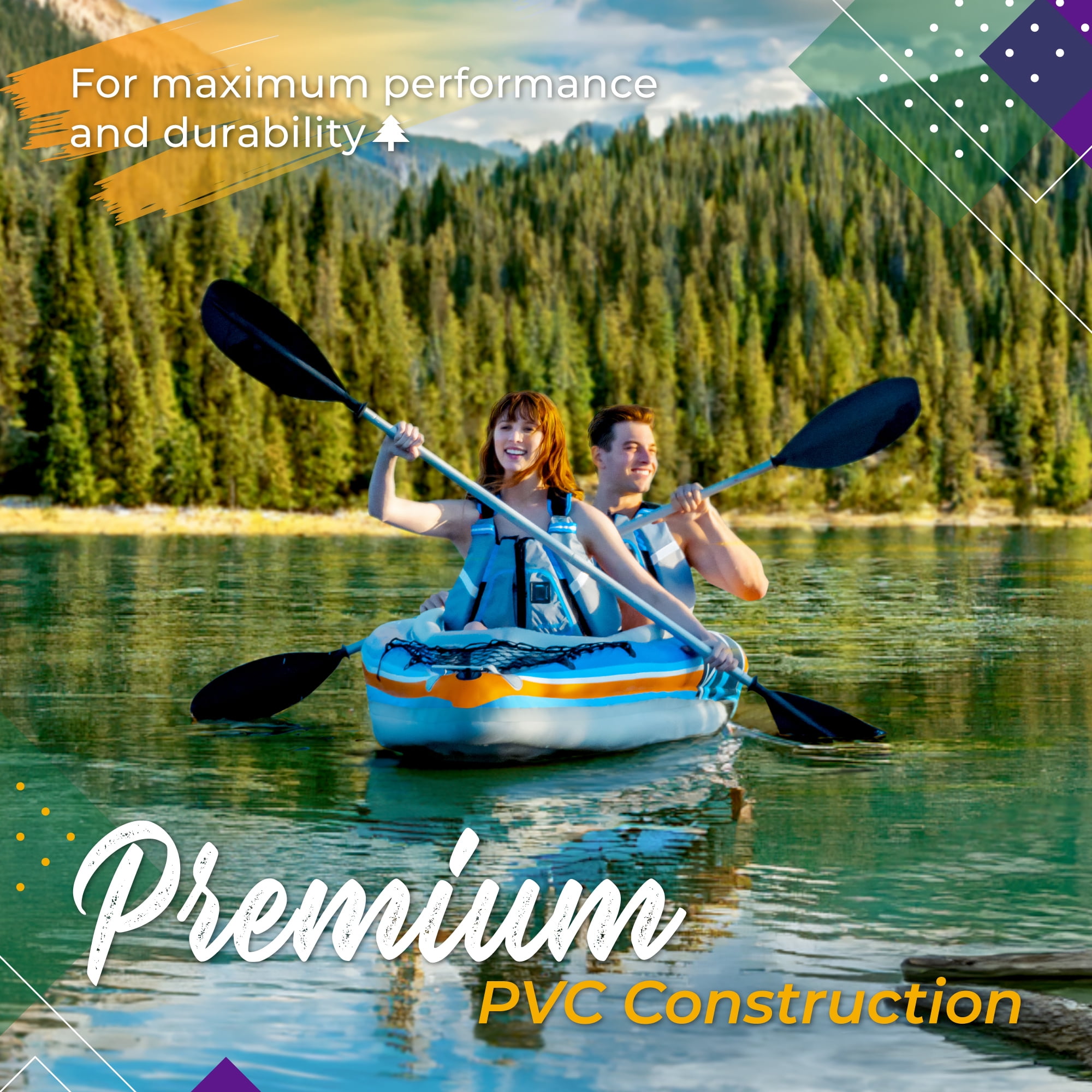 Sunlite Sports 2-Person Inflatable Kayak with Aluminum Oars