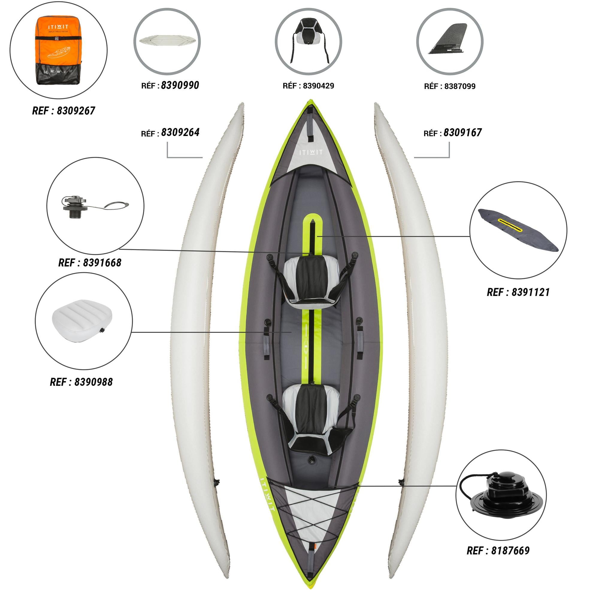 Decathlon Itiwit Inflatable Sit on Kayak, 1-2 Person