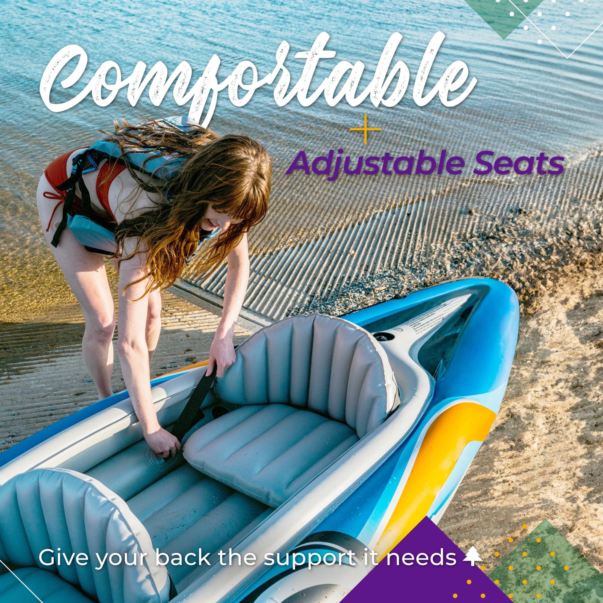 Sunlite Sports 2-Person Inflatable Kayak with Aluminum Oars