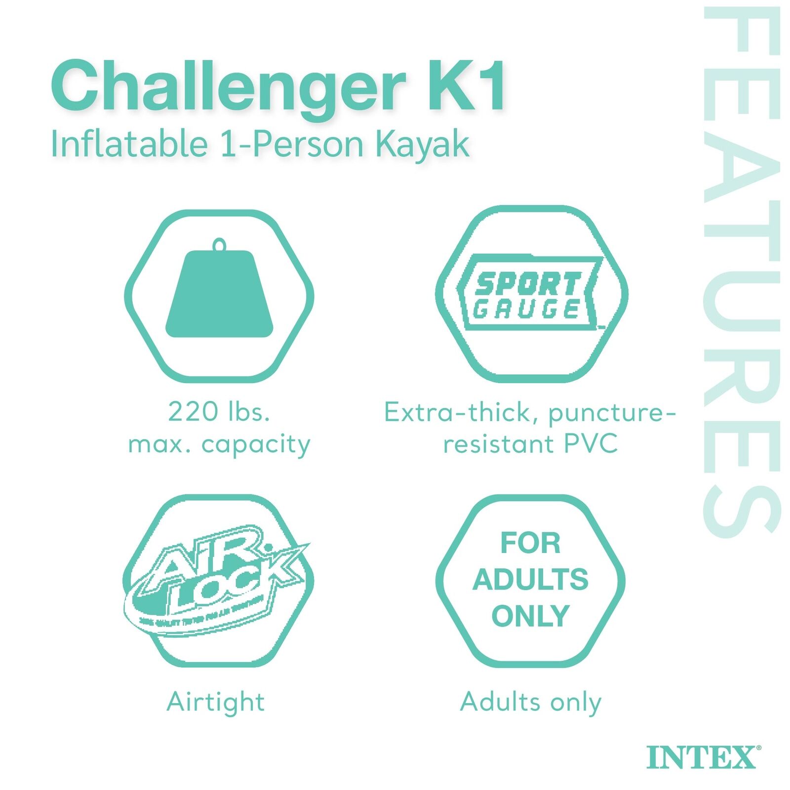 Intex Challenger K1 Inflatable Kayak Set with Accessory