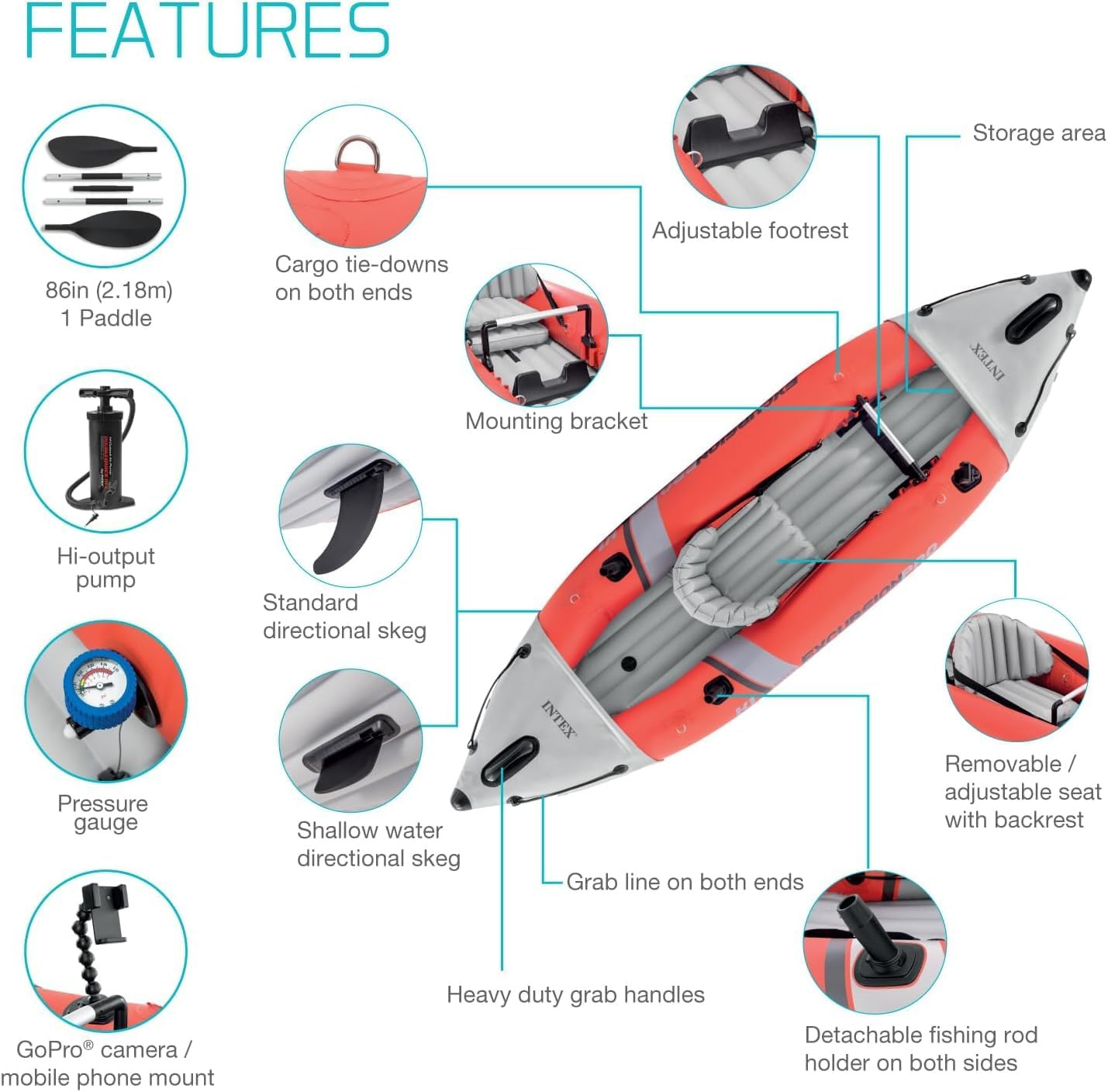 INTEX Excursion Pro Inflatable Kayak with Deluxe Oars