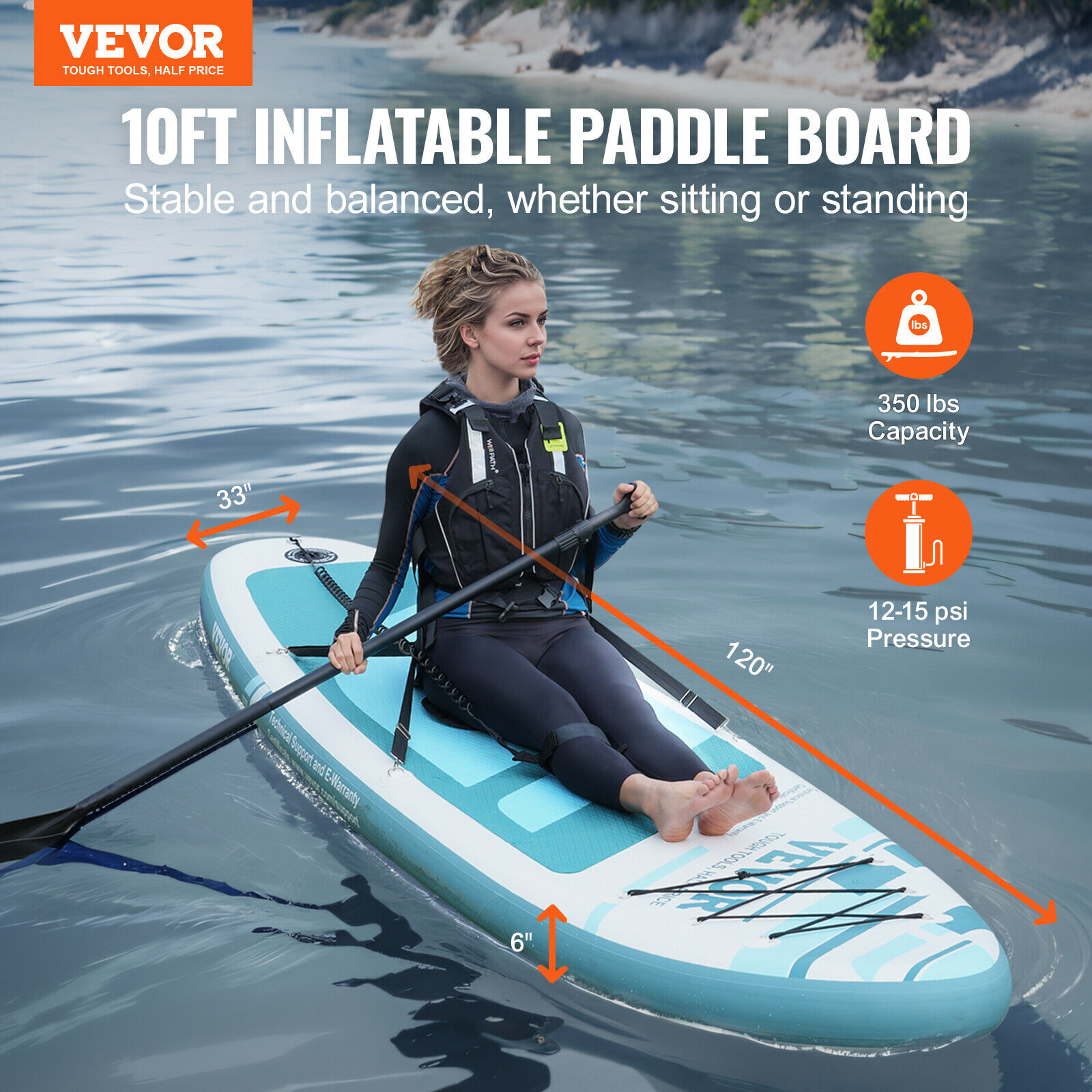 VEVOR Inflatable 10 ft Kayak Board with Seat