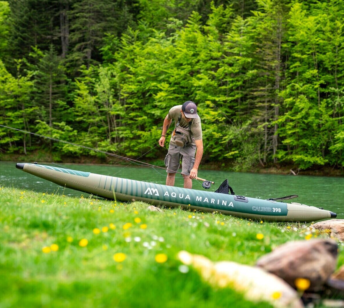 Inflatable Fishing Kayak for 1-2 People, Green