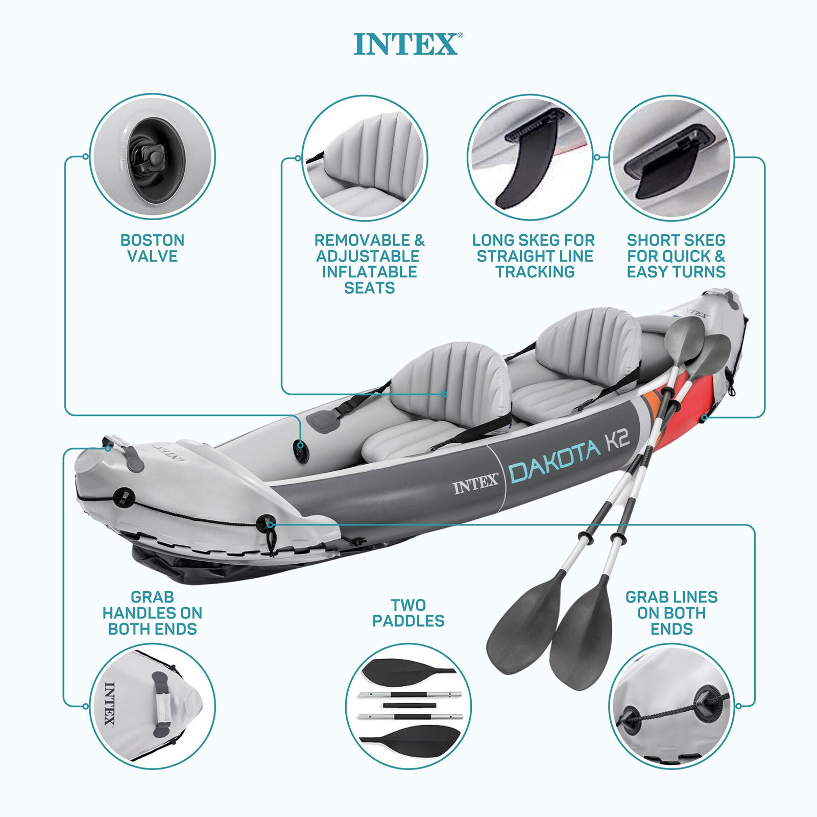 Intex Dakota K2 2-Person Inflatable Kayak with Oars