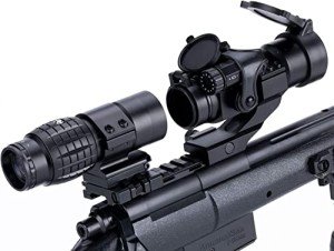 3X Magnifier Scope 3-4 MOA Optic Holographic Riflescope with M3 Red Dot Sight Combo for Tactical Hunting Airsoft Rifle