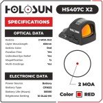 Holosun HS407C X2 2 MOA Red Dot Sight