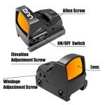 UUQ Mini Reflex Red Dot Sight for Rifles, Pistols and Shotguns 2MOA,7 Brightness Adjustments,(Suitable for RMR or 20mm Picatinny Rail)