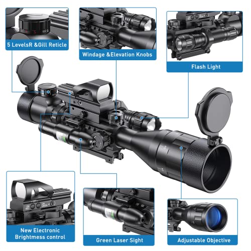 Qande 4-16x50AO Scope with Red Dot Holographic Sight