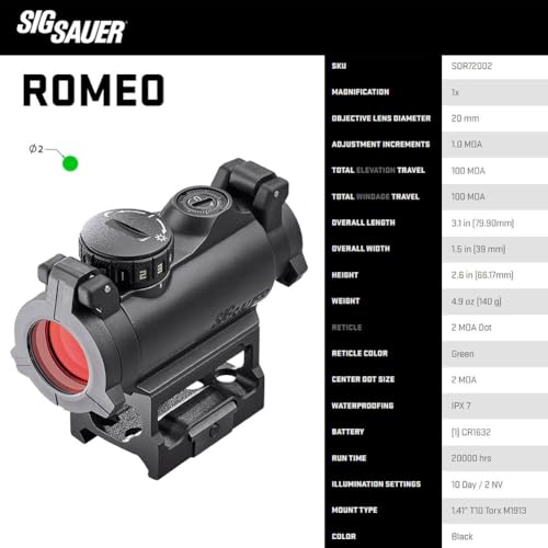 SIG SAUER Romeo-MSR Green Dot Sight - Lightweight, Waterproof