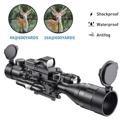 Qande 4-16x50AO Scope with Red Dot Holographic Sight
