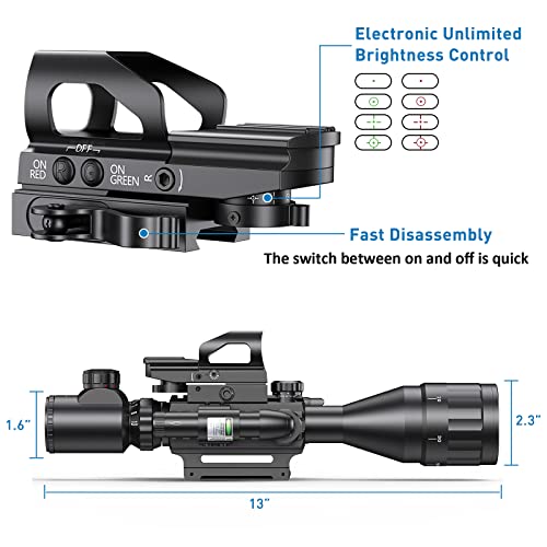 Qande 4-16x50AO Scope with Red Dot Holographic Sight