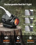 MidTen Rechargeable Waterproof Red Dot Sight 1x20mm