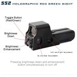 552 Holographic Red Green Dot Reflex Sight Scope Tactical Hunting 20mm Rail