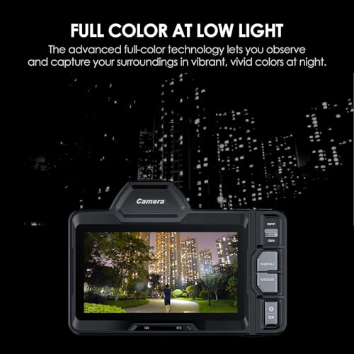 VABSCE 4K Night Vision Camera, Full-Color Night Vision, 4.2" Large Screen Infrared Night Vision, with Long Viewing Range, 10x Zoom, 5G WiFi, Rechargeable Battery, Free 64GB Card