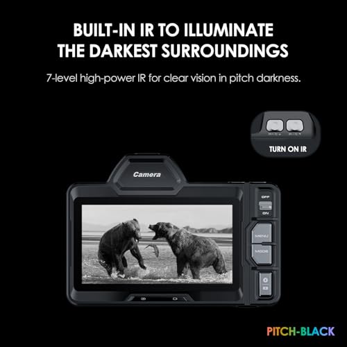VABSCE 4K Night Vision Camera, Full-Color Night Vision, 4.2" Large Screen Infrared Night Vision, with Long Viewing Range, 10x Zoom, 5G WiFi, Rechargeable Battery, Free 64GB Card