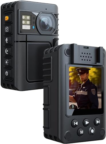 ONCHEER 1080P Body Camera, 64GB Patrol Police Body Worn Camera with Night Vision, Waterproof Wearable Personal Body cam with Shoulder and Waist Clips, 10h record for Law Enforcement/Sporting Trip