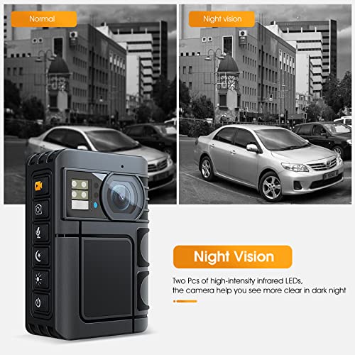 ONCHEER 1080P Body Camera, 64GB Patrol Police Body Worn Camera with Night Vision, Waterproof Wearable Personal Body cam with Shoulder and Waist Clips, 10h record for Law Enforcement/Sporting Trip