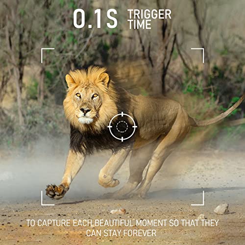 Vikeri 4K 32MP Trail Camera, Game Camera with Night Vision 0.1s Trigger Time Motion Activated 120°Wide Lens, IP66 Hunting Camera with 40pcs No Glow Infrared LED 2.4''LCD for Wildlife Monitoring