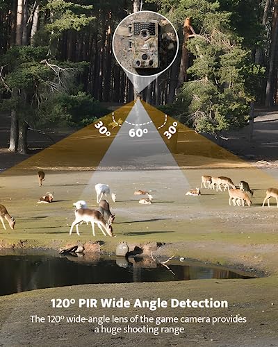 Usogood Trail Camera 36MP 4K 30fps Game Camera with Night Vision Motion Activated IP66 Waterproof, 65ft 120° Wide Angle Detection Hunting Camera, for Outdoor Garden Backyard Wildlife Monitoring