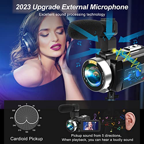 Heegomn Video Camera Camcorder Full HD 4K 60FPS 48MP WiFi IR Night Vision Vlogging Camera for YouTube Digital Camera Recorder 18X Zoom Camcorders with 3.0" Touch Screen,2 Batteries and 32G SD Card