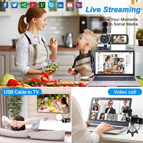 Heegomn Video Camera Camcorder Full HD 4K 60FPS 48MP WiFi IR Night Vision Vlogging Camera for YouTube Digital Camera Recorder 18X Zoom Camcorders with 3.0" Touch Screen,2 Batteries and 32G SD Card