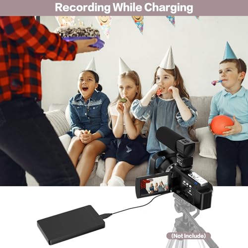 CUTELULY Video Camera Camcorder,HD 1080P 30FPS 36MP 270°Degree Rotation,16X Zoom Digital Camera, Night Vision Vlogging Camera for YouTube with External Microphone,Lens Hood, Remote Control, Stabilizer