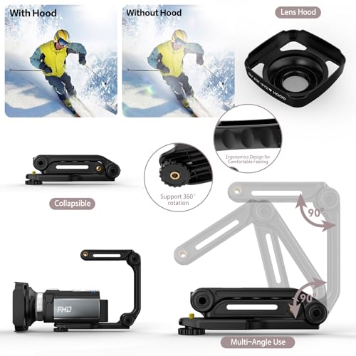 CUTELULY Video Camera Camcorder,HD 1080P 30FPS 36MP 270°Degree Rotation,16X Zoom Digital Camera, Night Vision Vlogging Camera for YouTube with External Microphone,Lens Hood, Remote Control, Stabilizer