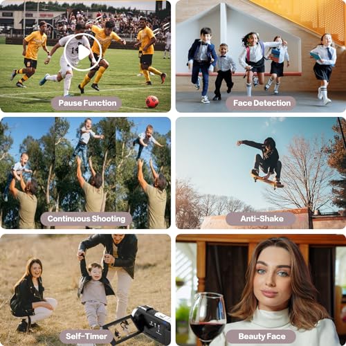 CUTELULY Video Camera Camcorder,HD 1080P 30FPS 36MP 270°Degree Rotation,16X Zoom Digital Camera, Night Vision Vlogging Camera for YouTube with External Microphone,Lens Hood, Remote Control, Stabilizer