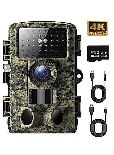 Dargahou Trail Camera - 4K 48MP Game Camera with Night Vision, 0.05s Trigger Motion Activated Hunting Camera, IP66 Waterproof, 130 Wide-Angle with 46pcs No Glow Infrared Leds for Outdoor Wildlife