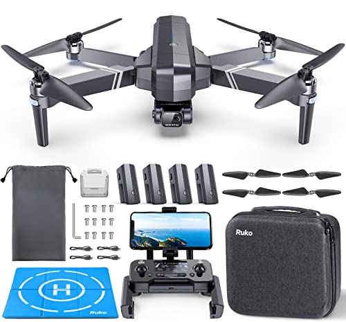 Ruko F11GIM2 4B Drones with Camera for Adults 4k,FAA Remote ID Comply,2-Axis Gimbal + Eis, 112mins Fly Time 4 Batteries, 9800ft Long Range, gps