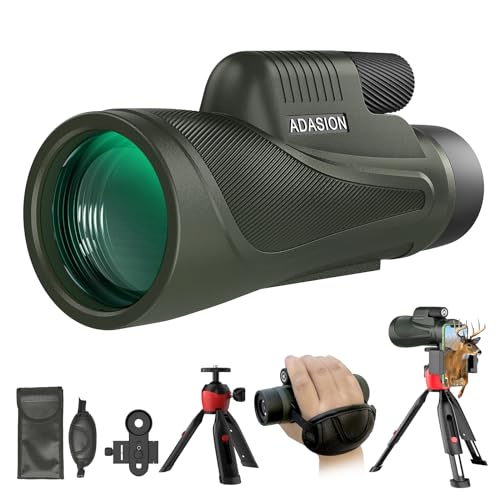 Adasion 12x56 HD Monocular Telescope High Powered with Smartphone Adapter, with Clear Low Light Vision