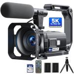 Camworld Video Camera Camcorder 5K 56MP Vlogging Camera YouTube WiFi Night Vision 3” 270° Rotatable Touchscreen Podcast Camera Recorder with 64GB SD Card, Microphone, Stabilizer, Remote, 2 Batteries, Tripod
