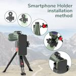 Adasion 12x56 HD Monocular Telescope High Powered with Smartphone Adapter, with Clear Low Light Vision