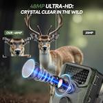 Vikeri 4K 32MP Trail Camera, Game Camera with Night Vision 0.1s Trigger Time Motion Activated 120°Wide Lens, IP66 Hunting Camera with 40pcs No Glow Infrared LED 2.4''LCD for Wildlife Monitoring