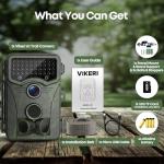 Vikeri 4K 32MP Trail Camera, Game Camera with Night Vision 0.1s Trigger Time Motion Activated 120°Wide Lens, IP66 Hunting Camera with 40pcs No Glow Infrared LED 2.4''LCD for Wildlife Monitoring