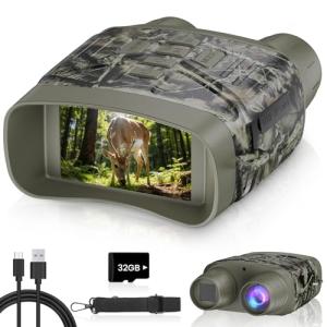 HEXEUM 4K Night Vision Goggles for Adults, Night Vision Binoculars with 5000mAh Rechargeable Battery and 32GB Card, 3" HD Screen for Wildlife Observation, Hunting and Security