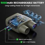 HEXEUM 4K Night Vision Goggles for Adults, Night Vision Binoculars with 5000mAh Rechargeable Battery and 32GB Card, 3" HD Screen for Wildlife Observation, Hunting and Security