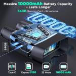 Night Vision Goggles, 58MP Full-Color 4K Night Vision Binoculars for Adults with 10000mAh Fast Charging Battery, 64GB Card, 3.99" Screen and 1968FT Viewing Range for Camping Hunting & Security(Black)