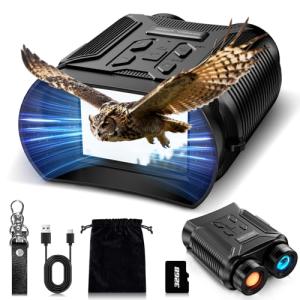 NKBZEB Night Vision Goggles - 5W Upgraded 4K HD IR Binoculars - 8X Digital Zoom, Rechargeable Binoculars with Camera Built in, 32GB Card to Save Photos and Videos, Flashlight (Black)