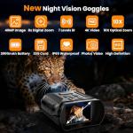 NKBZEB Night Vision Goggles - 5W Upgraded 4K HD IR Binoculars - 8X Digital Zoom, Rechargeable Binoculars with Camera Built in, 32GB Card to Save Photos and Videos, Flashlight (Black)