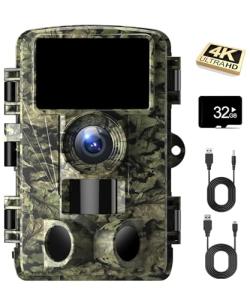 Dargahou Trail Camera - 4K 48MP Game Camera with Night Vision, 0.05s Trigger Motion Activated Hunting Camera, IP66 Waterproof, 130 Wide-Angle with 46pcs No Glow Infrared Leds for Outdoor Wildlife