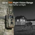 GardePro E6 Trail Camera WiFi 32MP 1296P Game Camera with No Glow Night Vision Motion Activated Waterproof for Wildlife Deer Scouting Hunting or Property Security, Camo