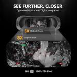  ACPOTEL Night Vision Binoculars with 3" Screen - Day & Night Vision Goggles for Adults, 1-8x Zoom, 1280P Photos & 40Hz Videos, 32GB Memory Card, Rechargeable Lithium Battery, Perfect for Hunting & Wildlife Observation