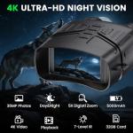 Nightfox 4K Night Vision Binoculars - High-Definition Night Vision Goggles with 3" HD Screen, Photo & Video Recording, and 32GB Memory Card