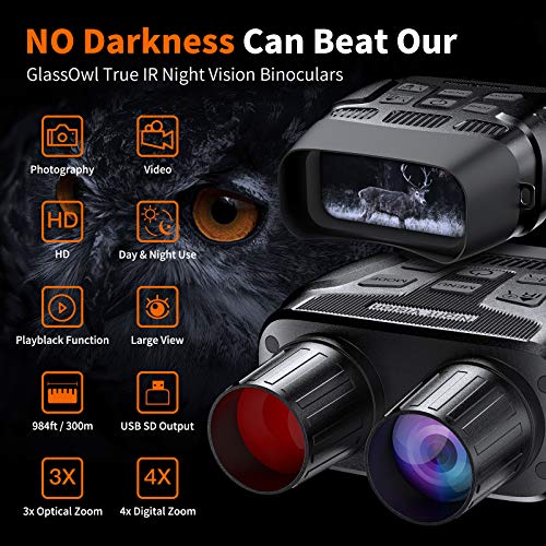 GTHUNDER Digital Night Vision Goggles Binoculars for Total Darkness—FHD 1080P Infrared Digital Night Vision, 32GB Memory Card for Photo and Video     