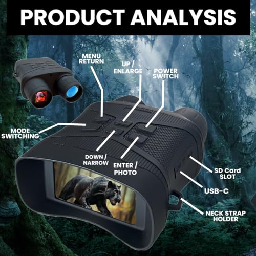 M.A.C. Night Vision Goggles: 4K Binoculars with 7 IR Levels, 5X Zoom, 5000mAh Battery, 3" HD Display, and 32GB Memory Card