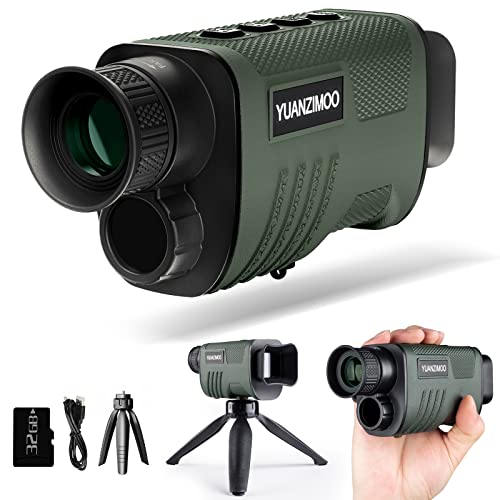 YUANZIMOO Night Vision Monocular Digital Infrared Monocular Telescope for 100% Darkness with 8X Zoom 2000mAh Rechargeable Battery Upgrade Tripod 32 GB SD Card & Card Reader