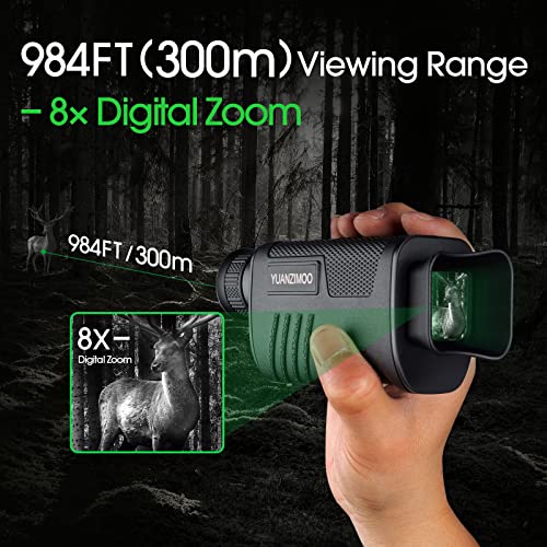 YUANZIMOO Night Vision Monocular Digital Infrared Monocular Telescope for 100% Darkness with 8X Zoom 2000mAh Rechargeable Battery Upgrade Tripod 32 GB SD Card & Card Reader
