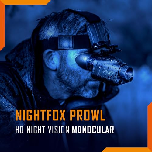 Nightfox Prowl Night Vision Goggles | HD Recording, 32GB | 1x Magnification, Head Mounted, 54° Wide FOV | Dual IR 850 940nm | Airsoft Night Vision Monocular